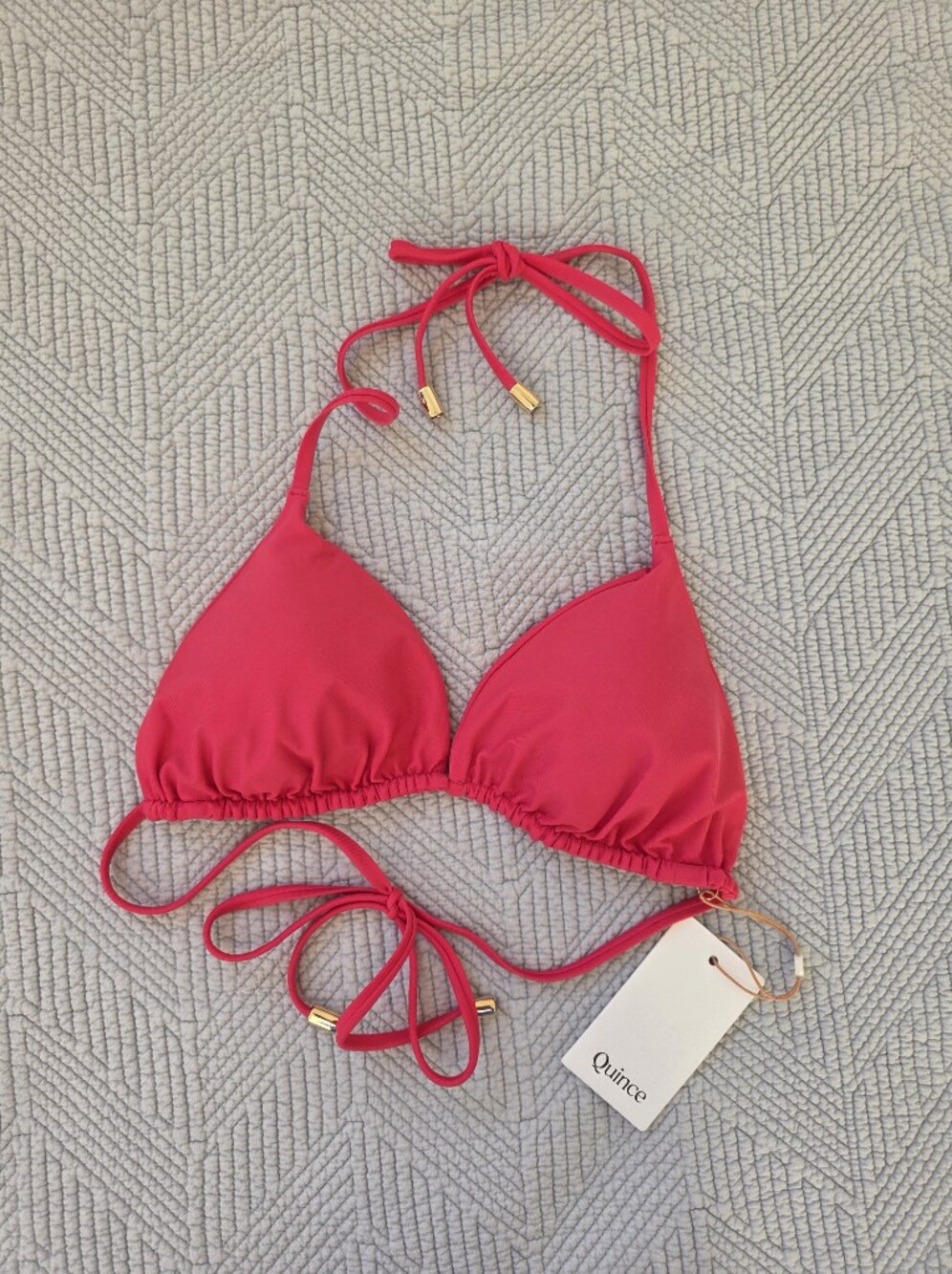 Quince Bright Pink Triangle Bikini Top - Medium